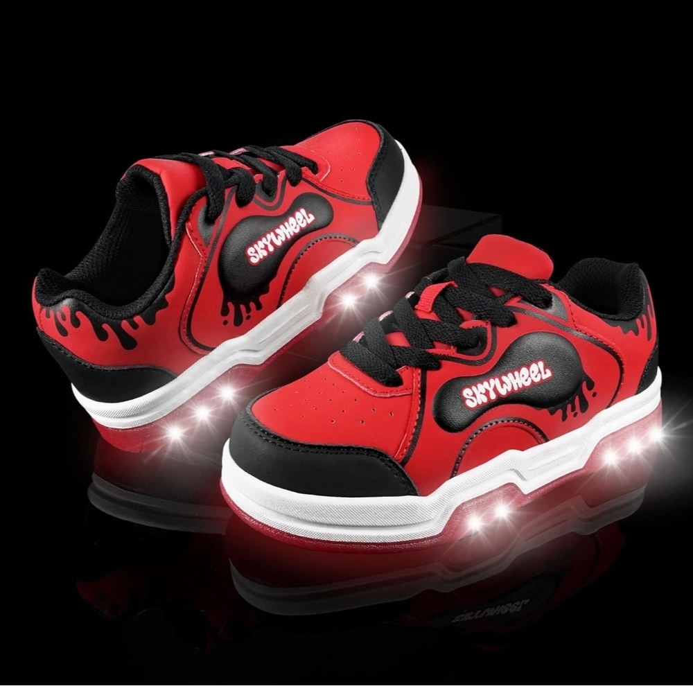 Kids Red and Black Light-Up Sneakers